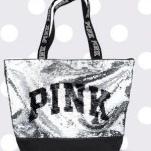Pink sequin tote bag